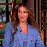 Alyssa's blue pinstripe blazer and pants on The View