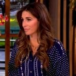 Alyssa's navy paisley print blouse and pants on The View
