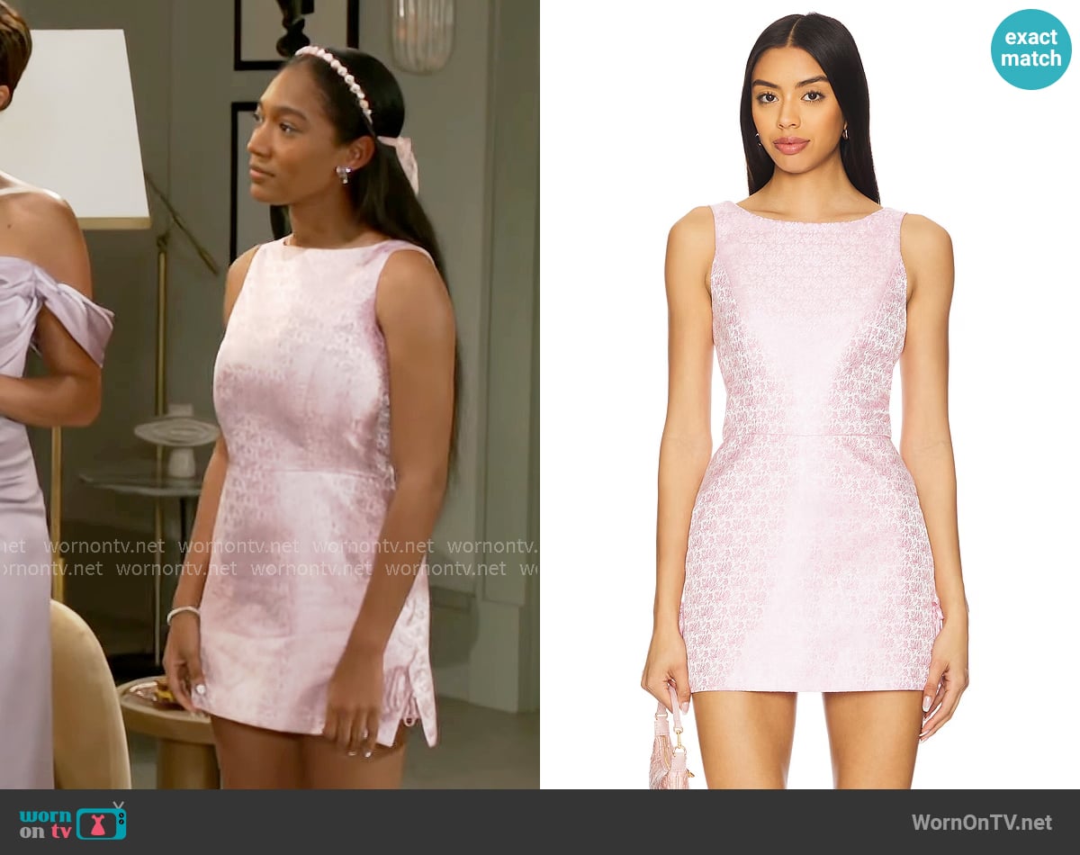 Amanda Uprichard Avelina Skort Romper in Lotus worn by Samantha Richardson (Najah Jackson) on Beyond the Gates