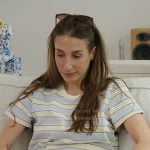 Amanda's blue striped tee on In The City