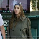 Amanda's green trench jacket on In The City