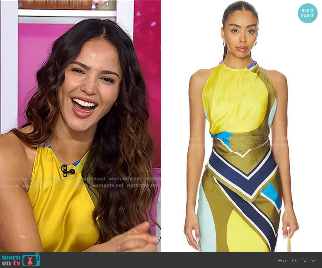 Amir Taghi Adrienne Top in Army Multi worn by Eiza González on Today