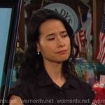 Amy’s black short sleeve utility shirtdress on Days of our Lives