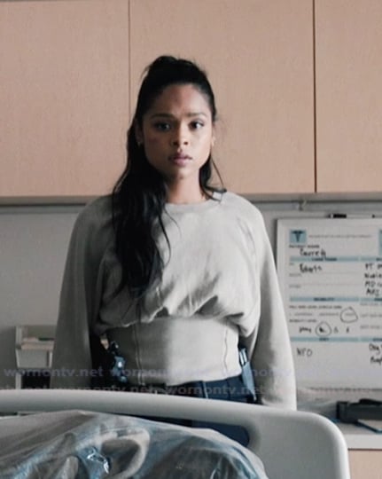 Andrea’s gray gathered waist sweatshirt on Marshals