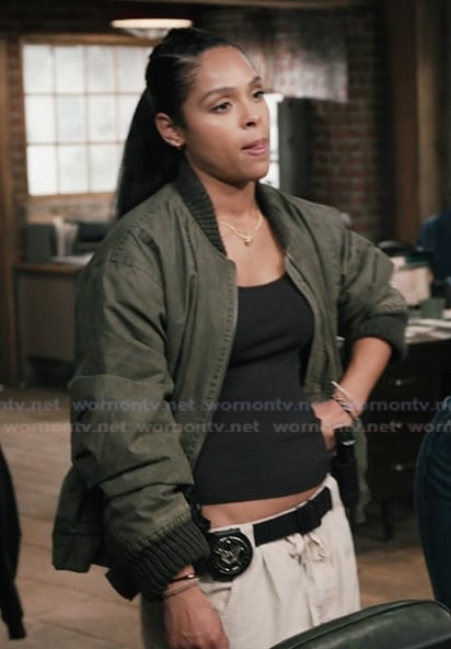 Andrea’s green bomber jacket on Marshals