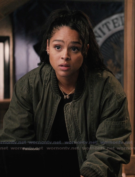 Andrea’s green bomber jacket on Marshals
