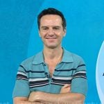 Andrew Scott’s blue stripe polo on Today