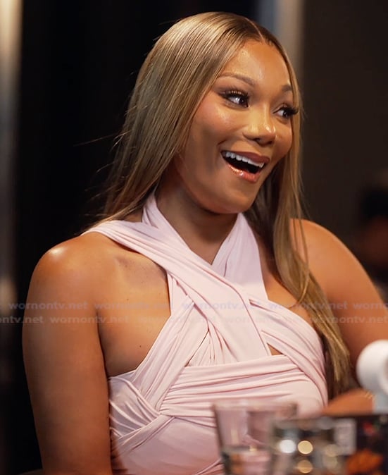 Angela’s pink strappy mini dress on The Real Housewives of Atlanta