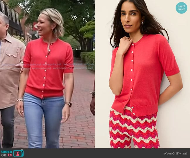 Dylan’s red short sleeve cardigan on Today