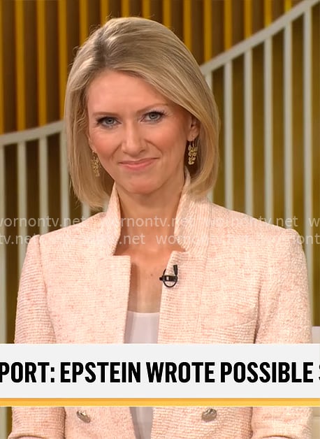 Anna Schecter’s coral tweed jacket on CBS Mornings