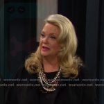 Anna's black striped fringe hem open jacket on Days of our Lives