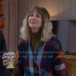 Anne's multi-color checked wrap coat on The Four Seasons
