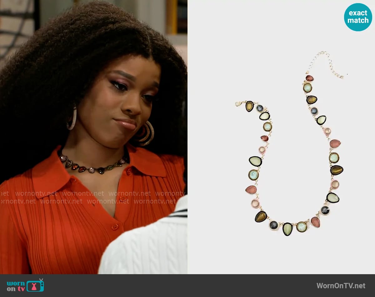 Anthropologie Colorful Enamel Gem Necklace worn by Eva Thomas (Ambyr Michelle) on Beyond the Gates