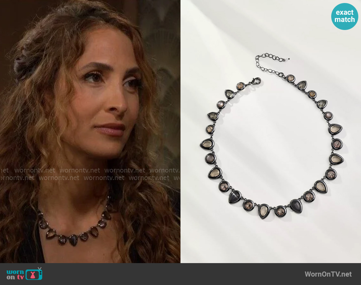 Anthropologie Colorful Enamel Gem Necklace worn by Lily Winters (Christel Khalil) on The Young and the Restless