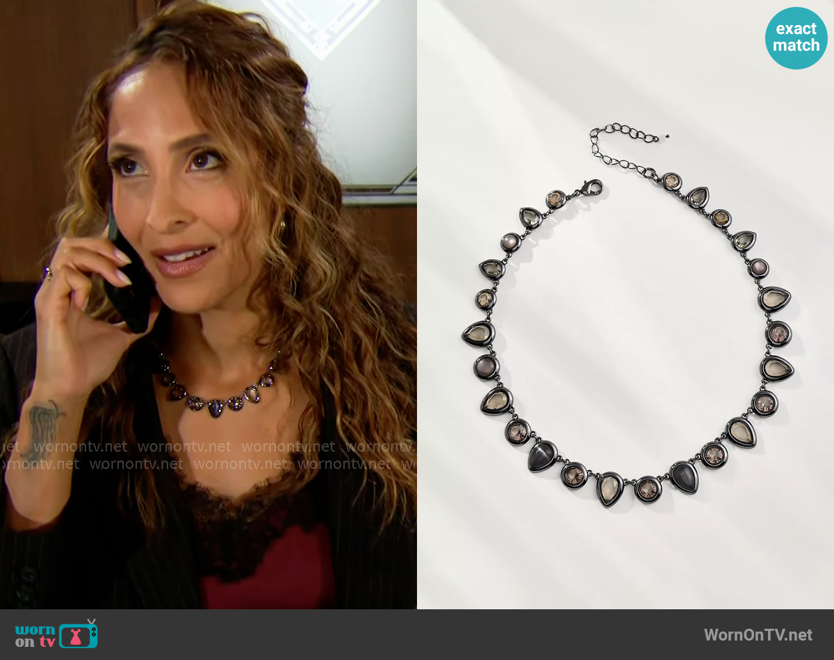 Anthropologie Colorful Enamel Gem Necklace worn by Lily Winters (Christel Khalil) on The Young and the Restless