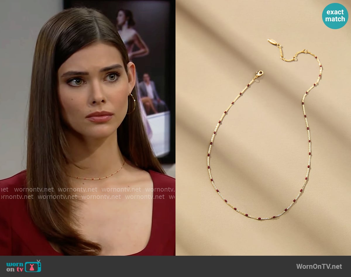 Anthropologie Delicate Bead Necklace worn by Electra Forrester (Laneya Grace) on The Bold and the Beautiful