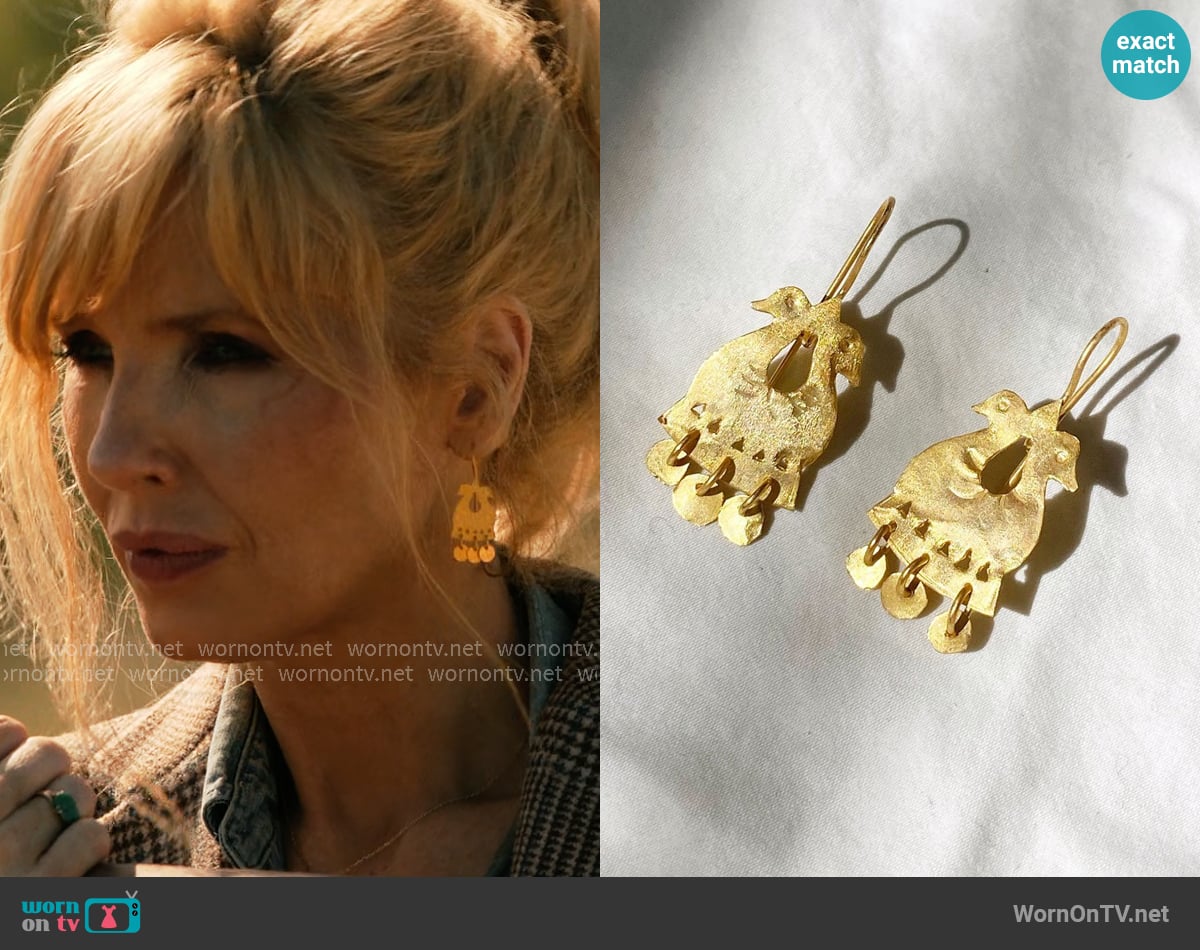 Apres Ski Swan Earrings worn by Beth Dutton (Kelly Reilly) on Dutton Ranch