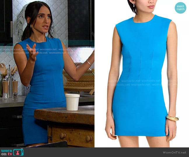 Aqua Ponte Seamed Mini Dress worn by Gabi Hernandez (Cherie Jimenez) on Days of our Lives