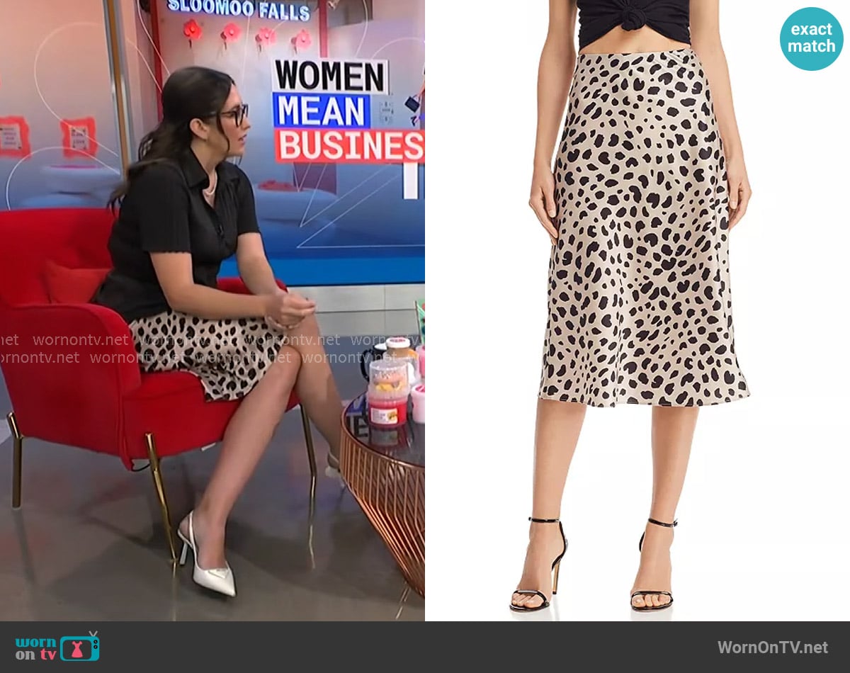 Aqua Satin Midi Slip Skirt worn by Savannah Guthrie on Today