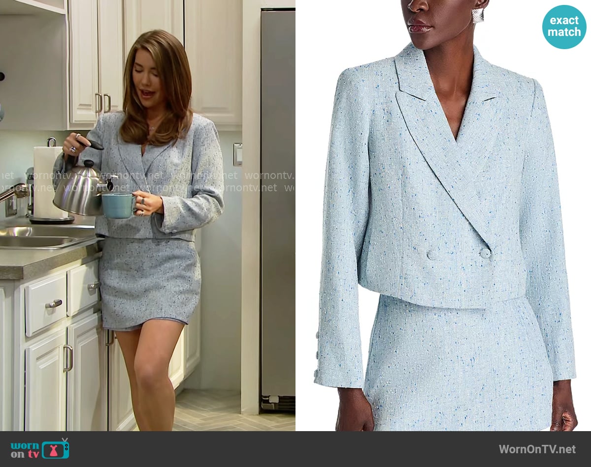 Aqua Tweed Blazer worn by Steffy Forrester (Jacqueline MacInnes Wood) on The Bold and the Beautiful