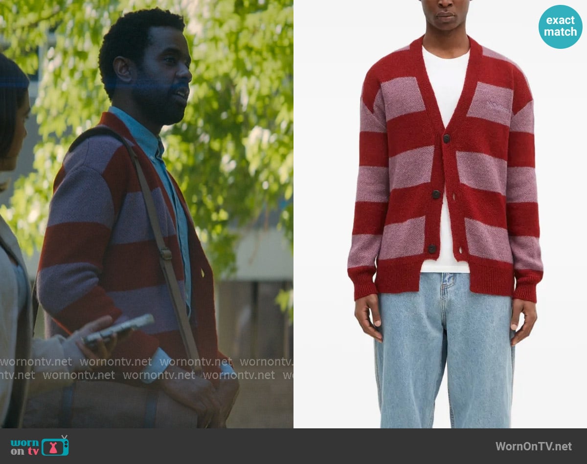 Aries Striped Cardigan worn by Daveed (Brandon Scott) on Off Campus
