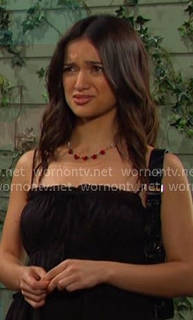 Ari’s black gathered mini dress on Days of our Lives