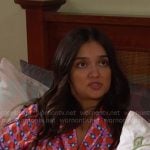 Ari’s pink geometric print short pajamas on Days of our Lives
