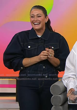 Ashlee Glazer’s dark navy denim jacket and jeans on Today
