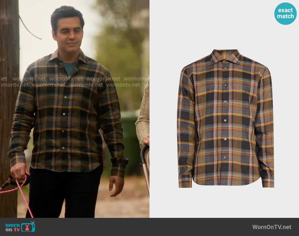 Baldassari Linen Plaid Casual Button-Down Shirt worn by Will Trent (Ramón Rodríguez) on Will Trent