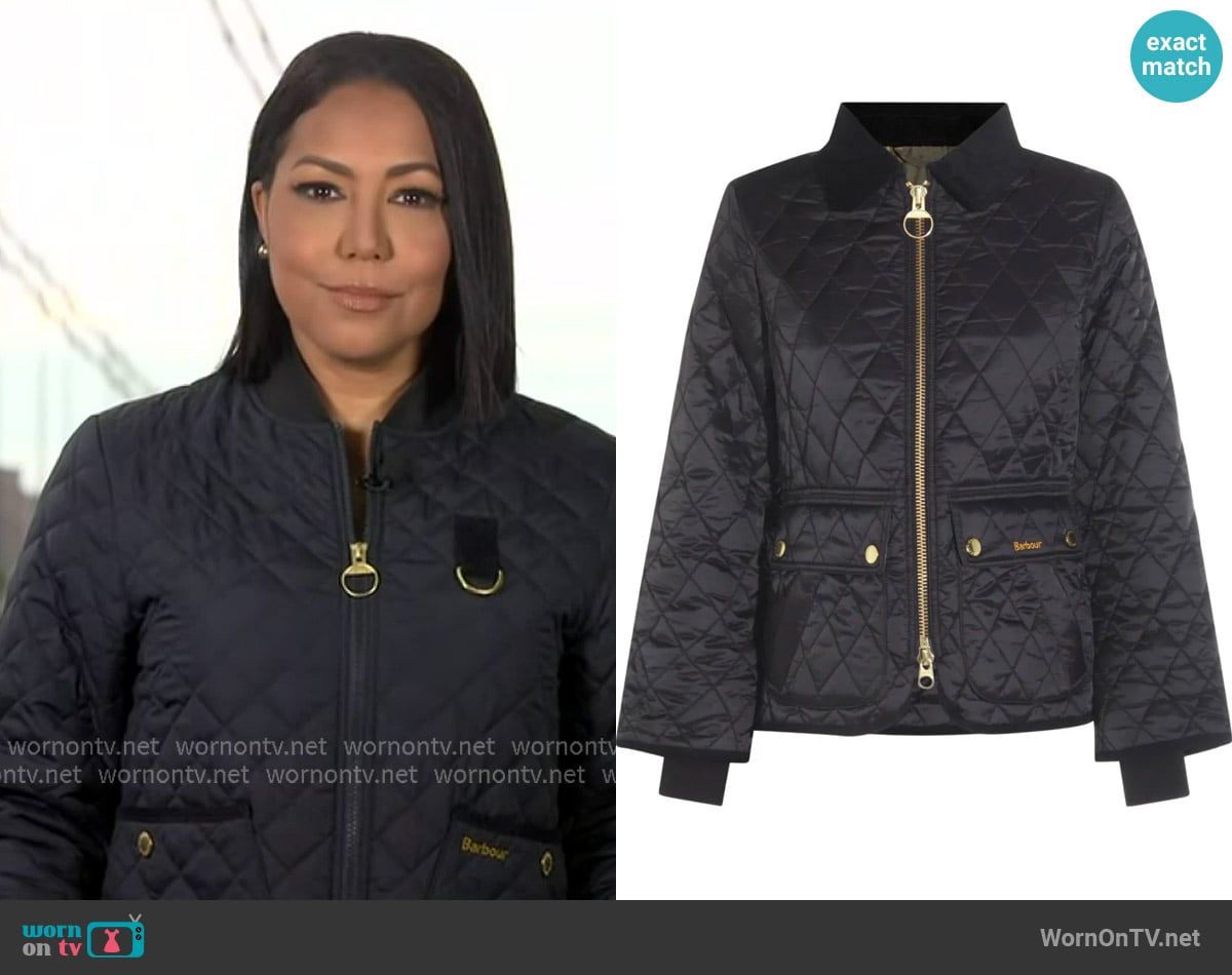 Barbour Logo Embroidered Quilted Jacket worn by Stephanie Ramos on Good Morning America