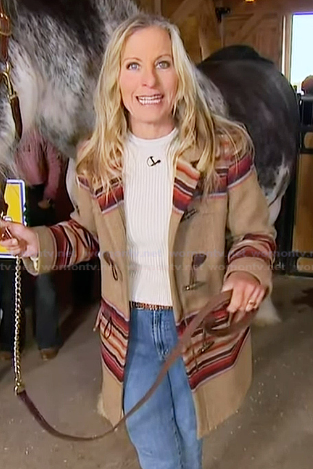 Becky Worley’s striped coat on Good Morning America