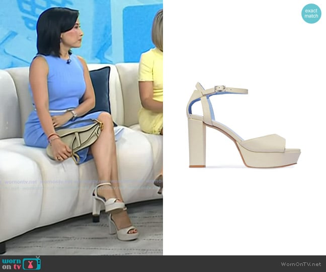 Bernardo Footwear Valeria Platform High Heeled Sandal in Eggshell worn by Vicky Nguyen on Today