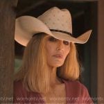 Beth's pink button front top on Dutton Ranch