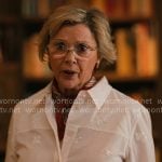 Beulah’s white embellished button down shirt on Dutton Ranch