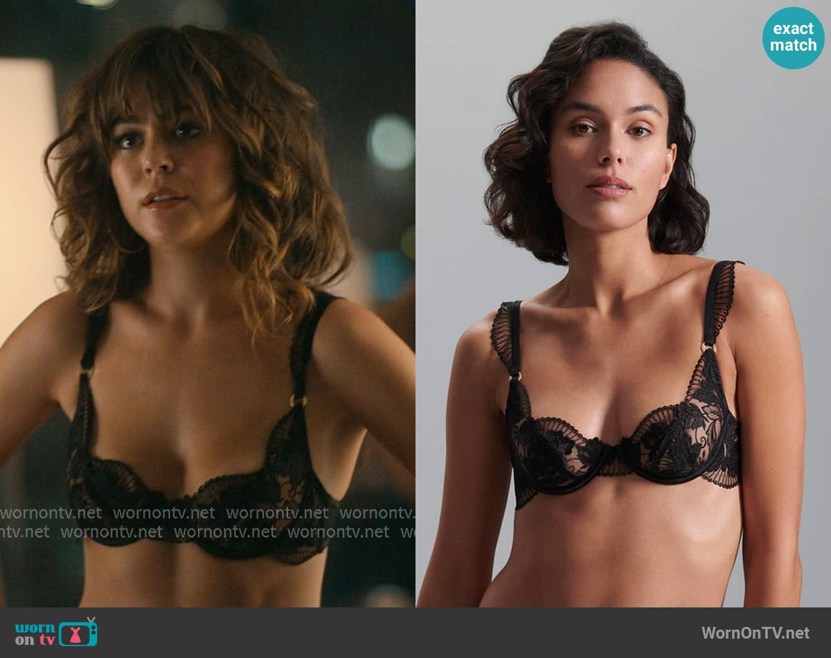 Bluebella Gabriella Floral Embroidered Bra Black worn by Allie Hayes (Mika Abdalla) on Off Campus