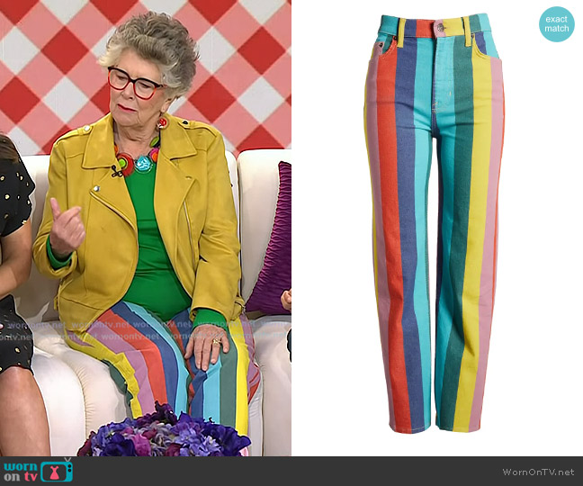 Boden High Waist Stripe Stretch Jeans worn by Prue Leith on Today