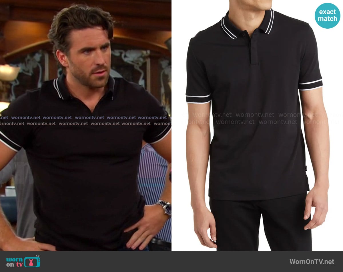Boss Parlay Tipped Cotton Polo worn by Chad DiMera (Conner Floyd) on Days of our Lives