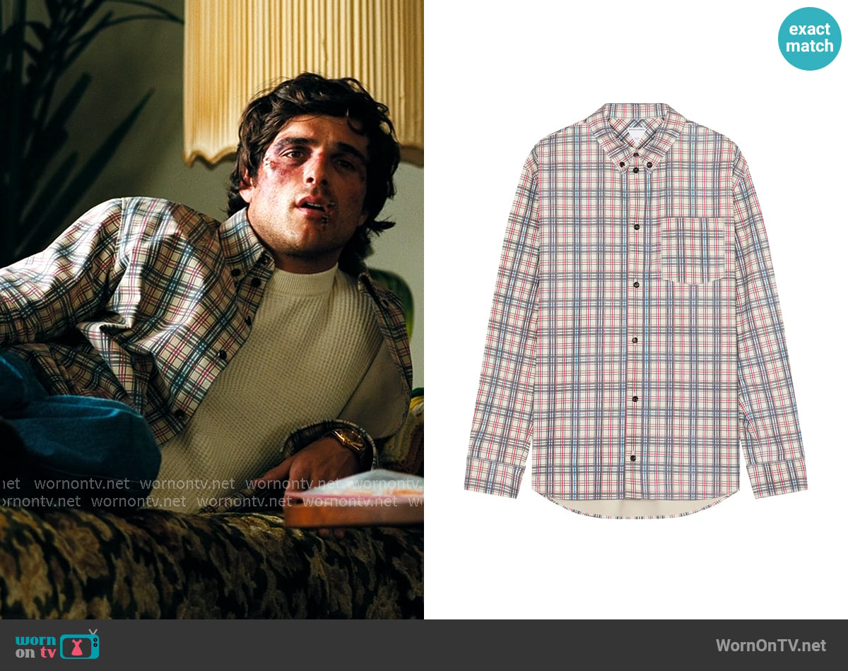 Bottega Veneta Bold Check On Nubuck Shirt worn by Nate Jacobs (Jacob Elordi) on Euphoria