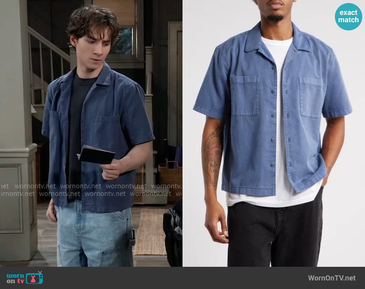 BP Short Sleeve Mechanic Shirt worn by Rocco Falconeri (Finn Francis Carr) on General Hospital