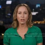 Britt Clennett’s green ribbed button front dress on Good Morning America