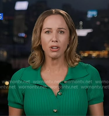 Britt Clennett’s green ribbed button front dress on Good Morning America
