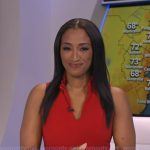 Brittany Bell's red v-neck dress on Good Morning America