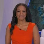 Brittany's orange asymmetric neck dress on Good Morning America