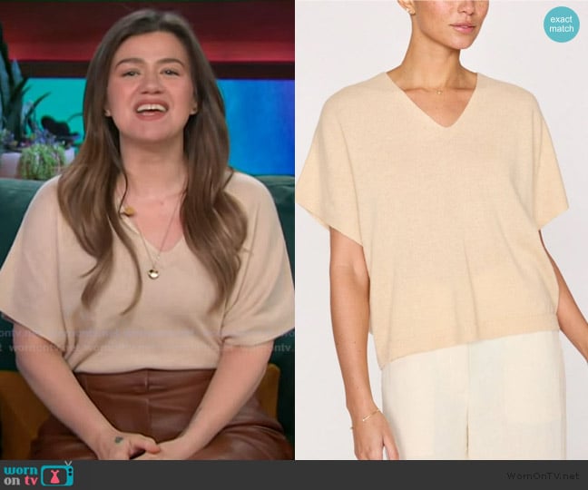 Brochu Walker The Ophi Cashmere Vee worn by Kelly Clarkson on The Kelly Clarkson Show