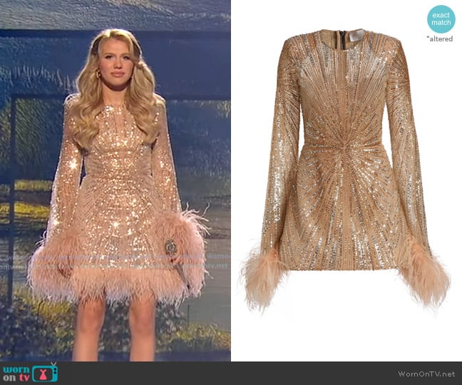 Bronx and Banco Tokyo Mini Dress in Gold worn by Hannah Harper on American Idol