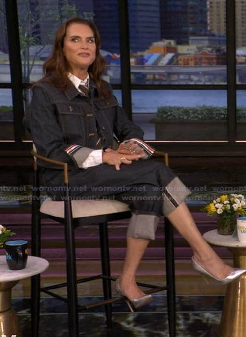 Brooke Shields’ denim jacket and jeans on Live with Kelly and Mark