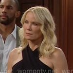 Brooke's black cross-neck top on The Bold and the Beautiful