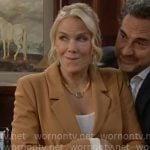 Brooke’s brown and white blazer and necklace on The Bold and the Beautiful