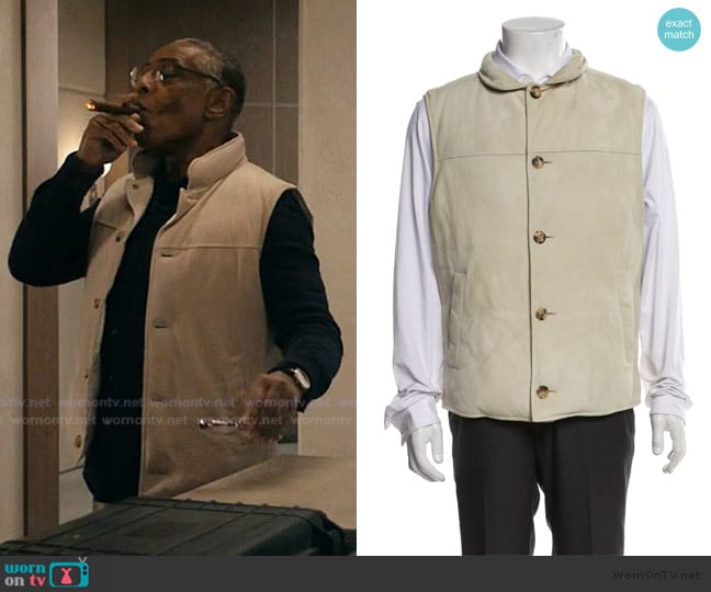 Brunello Cucinelli Leather Vest worn by Stan Edgar (Giancarlo Esposito) on The Boys
