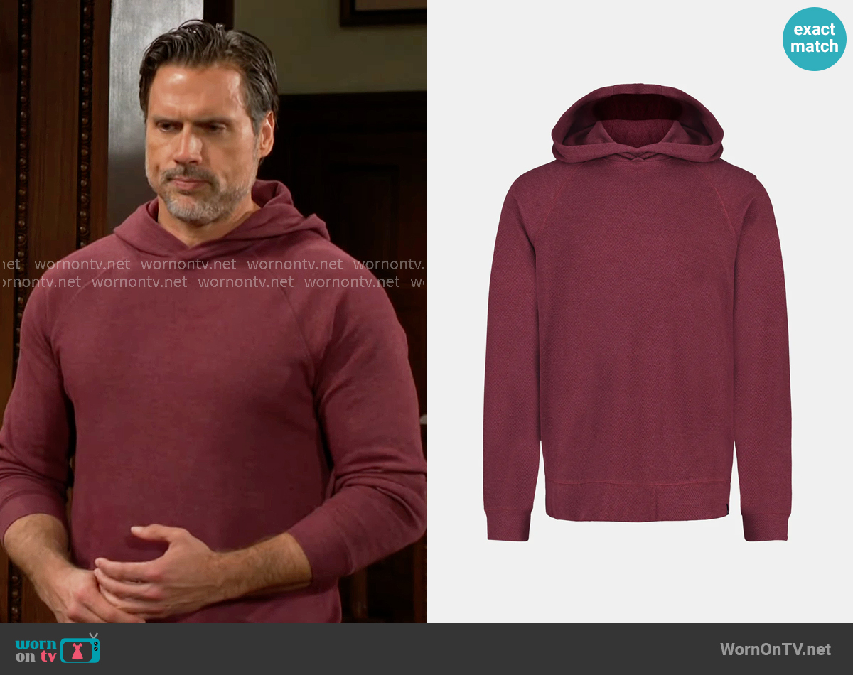 Buffalo David Bitton Kimber Hoodie in Maroon Banner worn by Nick Newman (Joshua Morrow) on The Young and the Restless